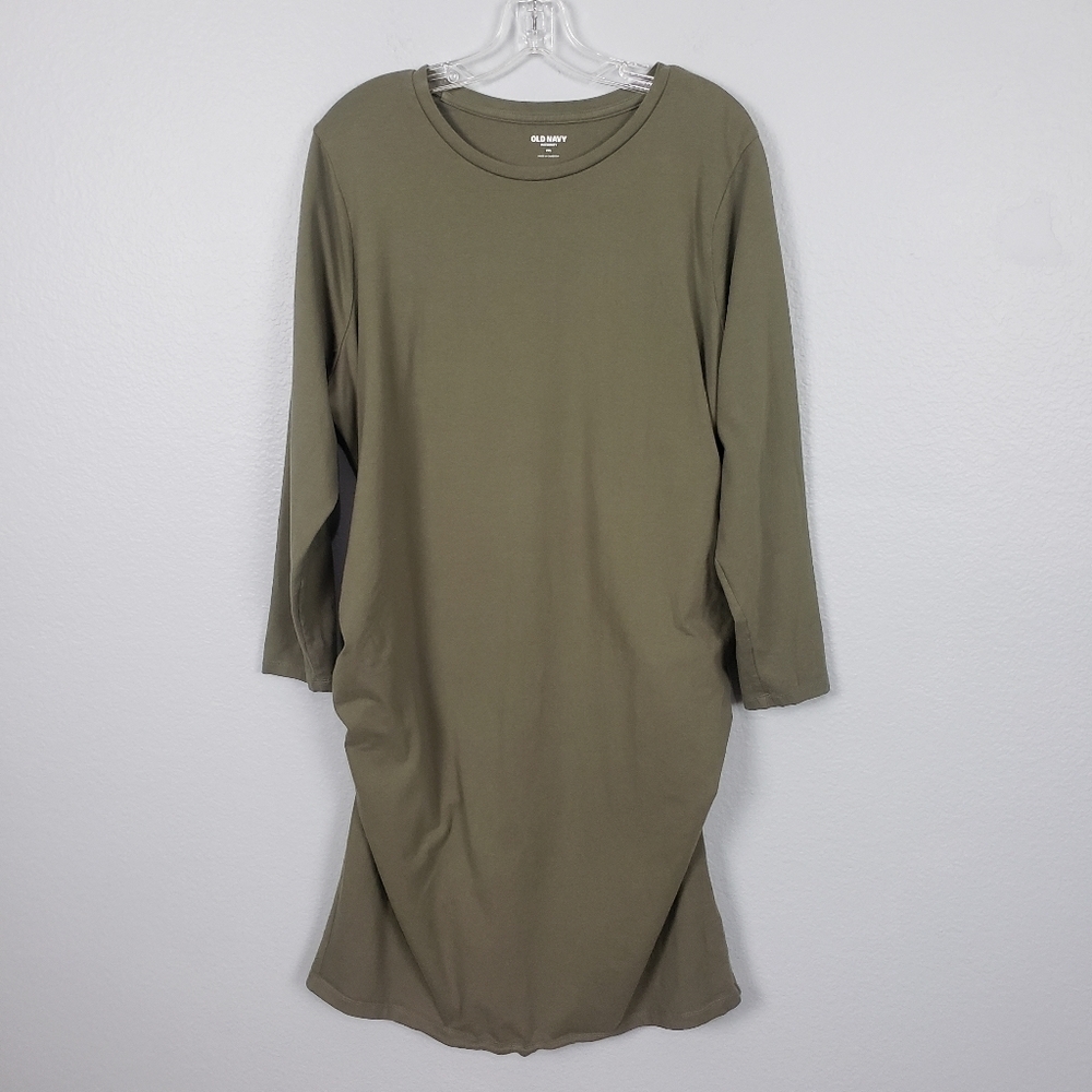 OLD NAVY Long Sleeve Maternity Dress Olive Green Sz XXL